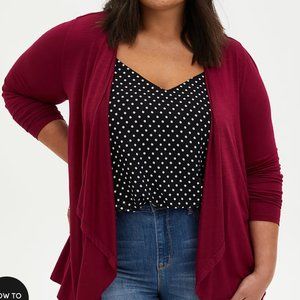 NWT SUPER SOFT RED DRAPE FRONT CARDIGAN